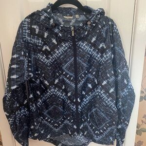 Nanette Lepore water repellent Blue and Black Patterned windbreaker Jacket